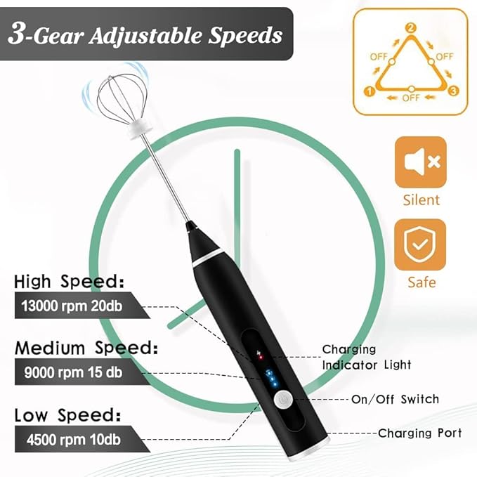 Rechargeable Electric Coffee Mixer Egg Beater Quick Frothing Action